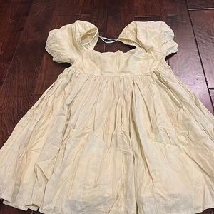 mustard dress with puff sleeves, from small boutique, size large